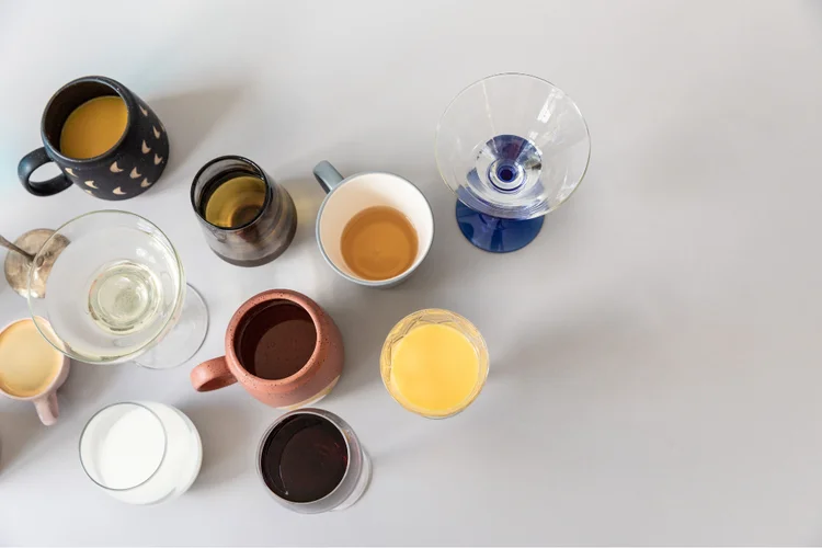 Coffee, tea, wine and other beverages that can stain teeth after whitening.