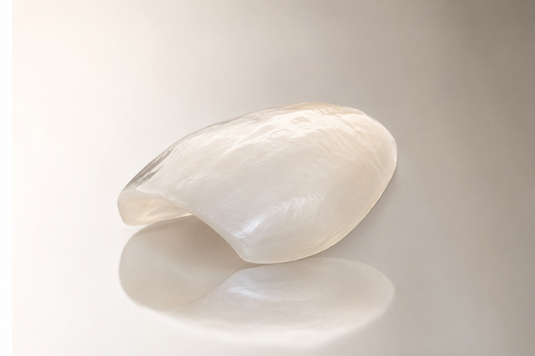 A thin porcelain veneer shell showing its natural translucency before bonding.