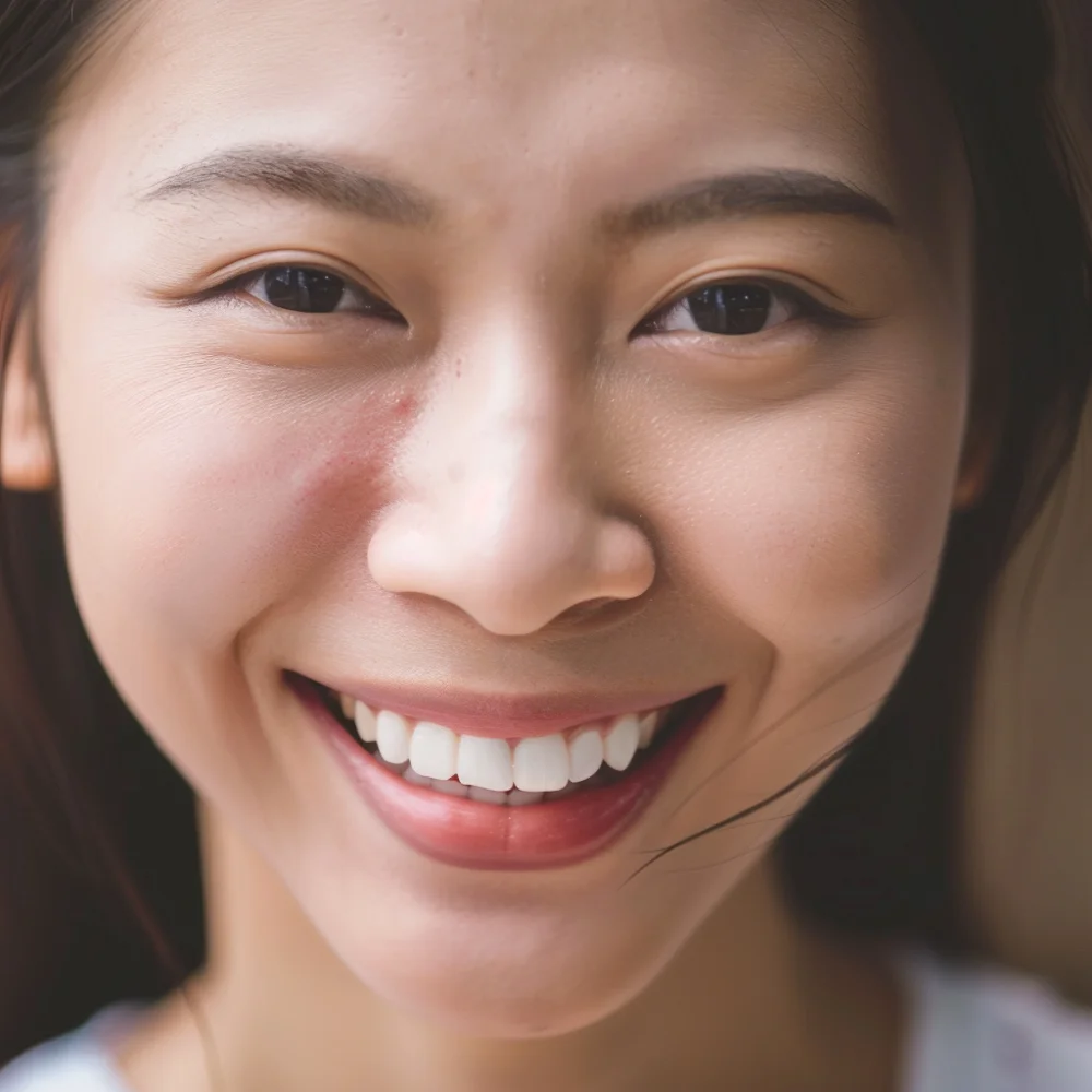 Young asian woman smiling cheerfully after going for regular dental check-ups.